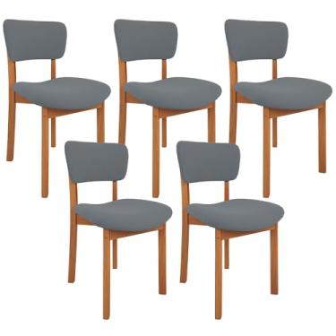 Imagem de Kit 05 Cadeiras Para Sala de Jantar Cozinha Living Estofada Dara L02 Suede Cinza - Lyam Decor