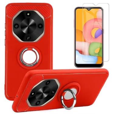 Imagem de HANAIETTE BLU G75 Capa para celular e protetor de tela (G1170WW), [suporte magnético para carro] [moda] capa de proteção de TPU macio e protetor de tela para BLU G75 (vermelho)