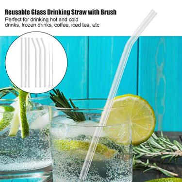 Imagem de GLOGLOW Canudos de Vidro para Beber, Reutilizáveis, Material Com Alto Teor de Borosilicato, 6 Pacotes para Bebidas Quentes e Frias, Utensílios de Mesa