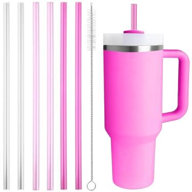 Imagem de Canudo de substituição compatível com Stanley Quencher copo de 1,134 g, 850 g, canudos reutilizáveis extralongos de 30,5 cm de plástico para copo de 1,134 g, pacote com 6