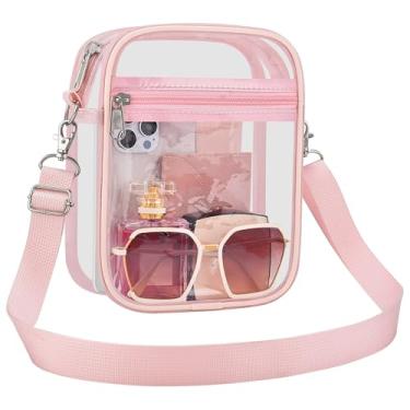 Imagem de UEASE Bolsa transparente aprovada pelo estádio para mulheres, bolsa transversal transparente para eventos em estádios, shows, festivais, rosa, Small