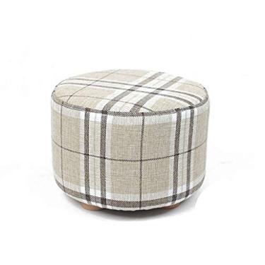Imagem de Banqueta de apoio para os pés/apoio para os pés banco baixo moderno minimalista banquinho de sofá, tecido de linho fácil de limpar, pernas de madeira maciça banqueta para pés (cor: cinza, tamanho: 1