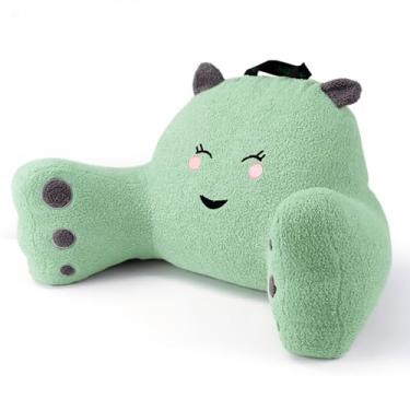 Imagem de Almofada de leitura para sentar na cama sofá adolescentes/adultos, almofada de descanso para as costas para sentar na cama com espuma viscoelástica desfiada, inclui braços e capa lavável (verde)