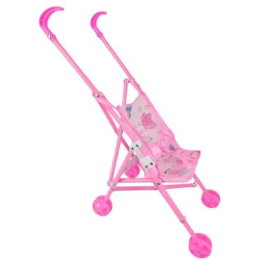 Imagem de Carrinho de Boneca Dobrável Portátil Brinquedo Infantil em Rosa Acessório para Crianças Bonecas 3 Anos ou Mais