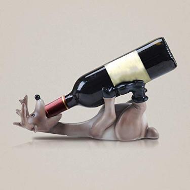 Imagem de Nordic Deer Cremalheira de vinho criativa sala de estar interior casa armário de vinho decorações artesanato (cor: marrom)