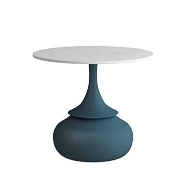 Imagem de Mesa lateral redonda para sala de estar, sofá, mesa de centro decorativa lateral moderna com moldura de metal pequena mesa de cabeceira para quarto