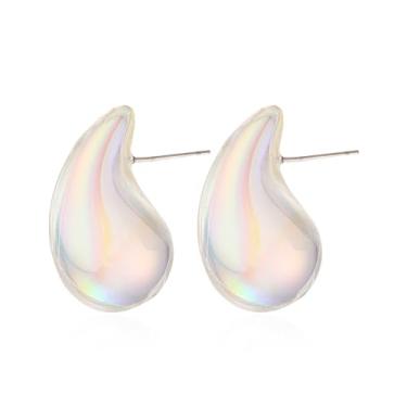 Imagem de Seakuur Brincos de gota grandes banhados a ouro prata brincos de argola leve e grossos hipoalergênicos joias modernas para mulheres, Resina, Sem pedra preciosa