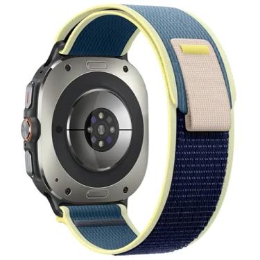 Imagem de FFHDJL Pulseira de nylon para samsung galaxy watch ultra 47mm, pulseira esportiva sem lacunas para samsung watch ultra band correa(Ice blue)