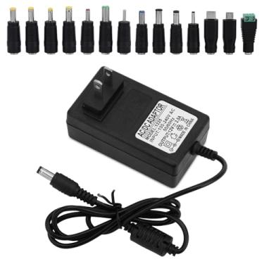 Imagem de Adaptador Energia 12V, 2 Metros Adaptador AC/DC 2,5A 100~240V 50-60hz com 14 Conectores Adequado para Câmeras de Vigilância Monitores Computador Luzes LED Roteadores