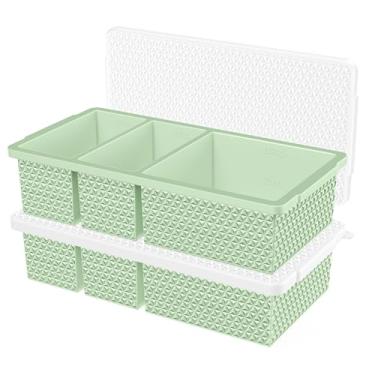 Imagem de Bandejas de cubos de gelo com padrão de diamante, conjunto de 1 + 2 peças (2 bandejas) (verde)