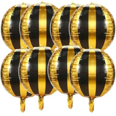 Imagem de Balões prateados e pretos balões listrados pretos prateados, decorações de festa com tema de circo, balões de carnaval, decorações de circo, balão com tema de carnaval, folha de 56 cm, 8 peças