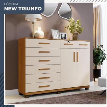 Imagem de Cômoda New Triunfo 2 Portas 8 Gavetas em MDP com Chave Benetil Móveis,