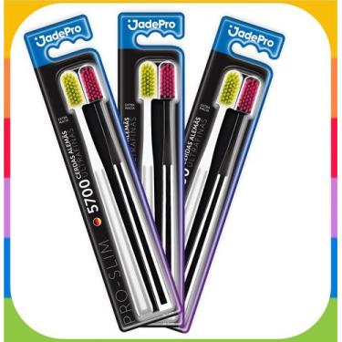 Imagem de Kit 6 Escovas De Dente 5700 Cerdas Alemã Ultra Finas Jadepro