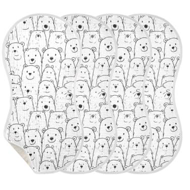 Imagem de Wassud Cute Bears Panos de musselina para arrotar bebê, 1 pacote com babadores de algodão, toalha de rosto absorventes e macios para arrotos para meninos e meninas recém-nascidos