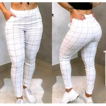 Imagem de Calça Jogguer Feminina Bengaline listrada preta e branca b - M k Shop,
