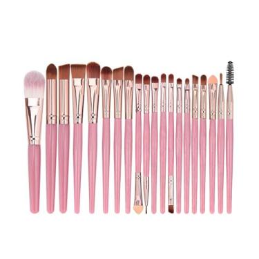 Imagem de Conjunto de 20 pincéis profissionais de maquiagem – Pincéis sintéticos premium de rosto e sombra para os olhos para base, pó, blush, contorno, corretivo e mistura – Kit completo de ferramentas
