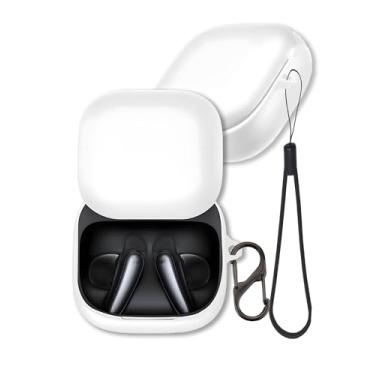 Imagem de Capa para fones de ouvido Anker Soundcore Liberty Buds, capa protetora de silicone macio FJIASTB com mosquetão e cordão, à prova de choque (branca)