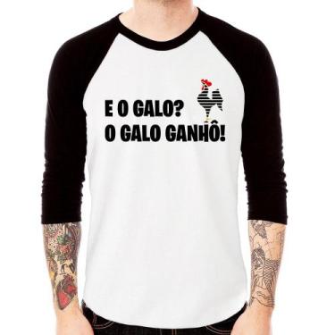Imagem de Camiseta Raglan E o galo O galo ganhô! Manga 3/4 - Foca na Moda, Branc