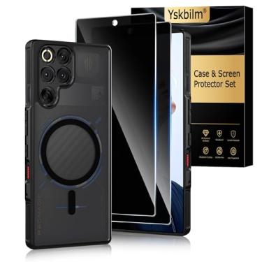 Imagem de Yskbilm Capa magnética para Nubia Red Magic 11 Pro/11 Pro +, com 2 películas de privacidade, capa magnética fina à prova de choque para Red Magic 11 Pro/11Pro +, preta