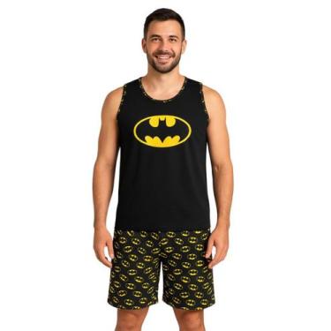 Imagem de Pijama Masculino Adulto Super Heróis Conjunto Dormir Regata Shorts Cur
