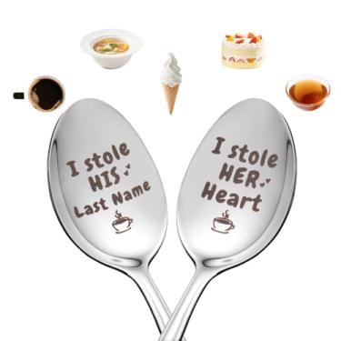 Imagem de Presente de aniversário de casamento, namorado, namorada, dia dos Vakentiens, para marido, esposa, sorvete, chá, colher de café para casais, colher combinando para noivos, noivados, presentes de