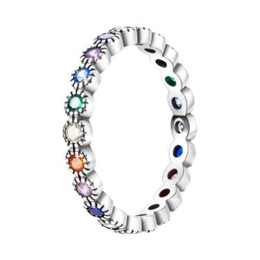 Imagem de Anel De Zircônia Arco-Íris Em Prata Esterlina 925 Para Mulheres, Joia 