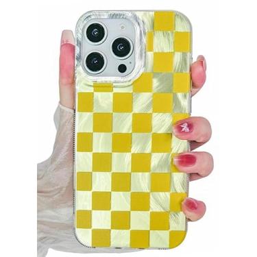 Imagem de flewfun Capa compatível com iPhone 16 Pro Max com estampa quadriculada prata brilhante, macia, fina, TPU (poliuretano termoplástico) à prova de choque, projetada para mulheres e meninas, glitter