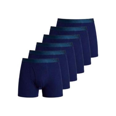 Imagem de Kit com 6 Cuecas Boxer Lupo com Abertura 660-003, Azul marinho, G