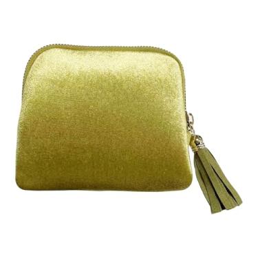 Imagem de Dynwave Estojo organizador de joias pequeno para viagem, porta-anéis, elegante suporte de veludo para brincos, bolsa para guardar pequenos objetos, ideal para, Grama Verde