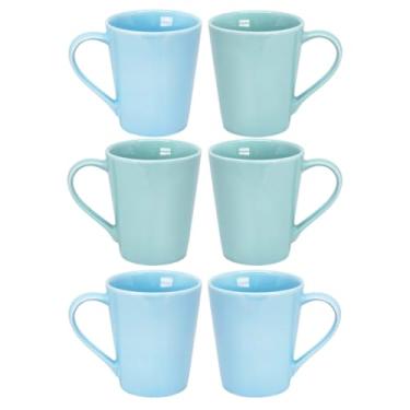 Imagem de Kit 6 Xícaras de Porcelana Premium 230ML - Modelo Tulipa, Ideal para Café, Chá e Chocolate Quente, Elegantes para Residência (Azul e Verde)