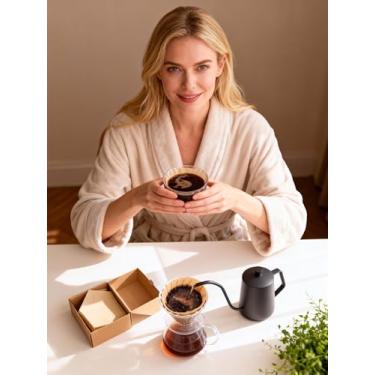 Imagem de Papel de filtro de café não branqueado, pacote com 50 unidades, em formato de V grosso descartável para café derramado