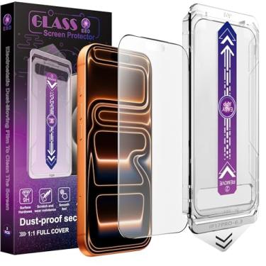 Imagem de SHANG PIN JIA Pacote com 2 protetores de tela fosco para iPhone 17 Pro 6,3 polegadas, remoção automática de poeira, sem bolhas, filme de vidro temperado, fácil instalação