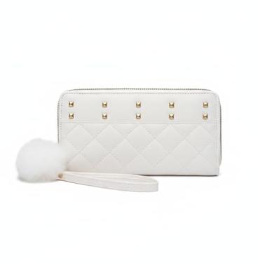 Imagem de Carteira feminina bordada pequena porta-cartão de identificação elegante mini clutch design exclusivo bolsa moderna, Branco