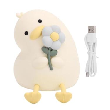 Imagem de Garosa Luz Noturna de Pato, Lâmpada LED Recarregável de Silicone Macio Com Brilho Regulável de 3 Níveis e Temporizador de 30 Minutos, Luz Noturna de Suporte de Telefone de Pato Bonito