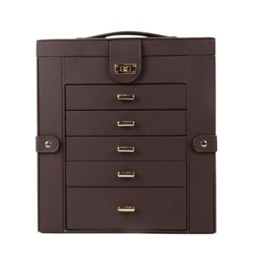 Imagem de Caixa de joias portátil multifuncional – grande capacidade, abertura dupla, 5 camadas, organizador de viagem para colares, brincos, anéis - presente ideal para mulheres e meninas