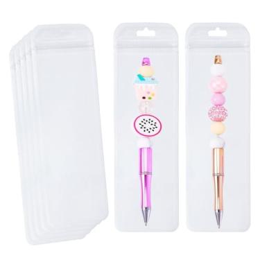 Imagem de 100 sacos de embalagem de canetas com contas para pequenas empresas, bolsa transparente para canetas de contas, sacos de armazenamento à prova de cheiros Ziplock para embalagem de gloss, joias