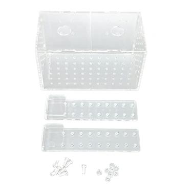 Imagem de SIWOTED Caixa de isolamento para criação de peixes, instalação de gancho transparente, incubatório de aquário acrílico para tanque de peixes (17 * 9 * 10CM)