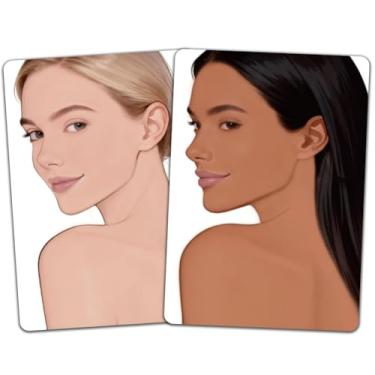 Imagem de DELORIGIN 2 peças de quadro de prática de pintura facial, tamanho A4, reutilizável, quadro de prática de maquiagem, ferramenta de exercícios, suprimentos de pintura facial para iniciantes (perfil