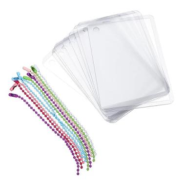 Imagem de NUOBESTY 10 conjuntos de porta-cartões fotográficos de plástico com armazenamento de chaveiros para cartões de identificação e exibição de crédito, capa leve e portátil para fotos