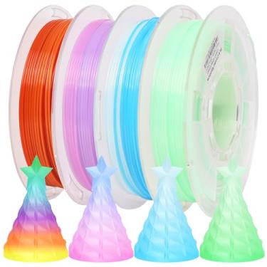 Imagem de RAMBERY Pacote de filamentos PLA arco-íris transparente de 1,75 mm, filamento de impressora 3D PLA transparente, precisão dimensional +/- 0,02 mm, carretéis de 250 x 4