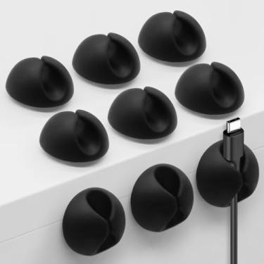 Imagem de SmiLife Clipes de cabo de telefone, organizador de cabos de carregador, clipes de gerenciamento de cabos para mesa de cabeceira, carro, escritório, preto, 9 peças