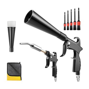 Imagem de Yuezhongoo Pistola de limpeza de carro, bocal de metal, pistola de limpeza a seco de alta pressão, pistola de ar de secagem interior com 2 bocais, carro rapidamente explode sujeira e poeira funciona