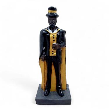 Imagem de Estátua Exu Capa Preta Amarela Proteção nos Caminhos 16 cm