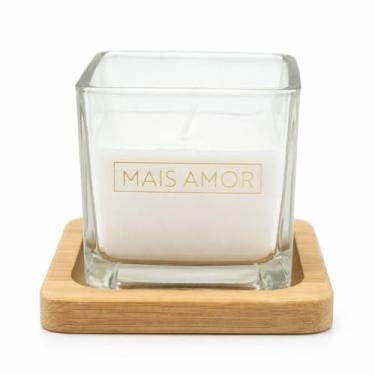 Imagem de Vela Decorativa no Pote de Vidro com Base Natural de Bambu – Design Elegante e Aconchegante