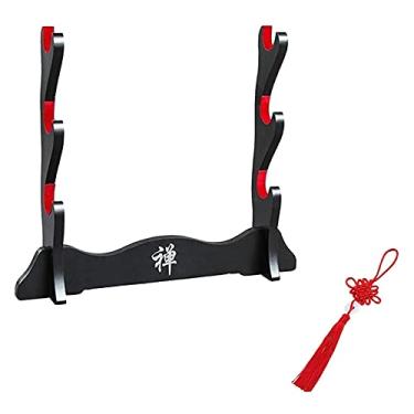 Imagem de U5GAAALPPQ9 Acessórios de mesa Samurai Espada Rack Suporte de Espada Suporte de Arma Flanela Proteger Espada Rack Katana Genji Samurai Japonês Lâmina Suporte de Espada (Tamanho: A) (C)