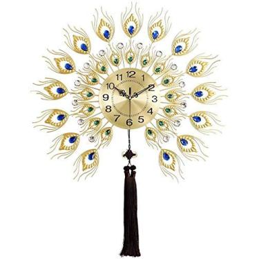 Imagem de U5GAAALPPQ9 Mesa suspensa minimalista em forma de cauda de pavão relógio decorativo criativo relógio de quartzo mudo relógio de parede com ventilador