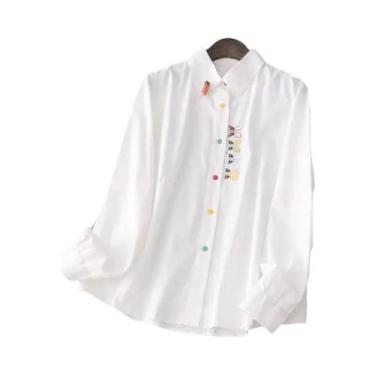 Imagem de Blusa Casual Feminina De Manga Longa Primavera Outono Com Bordado De D