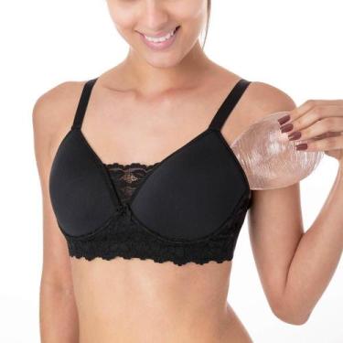 Imagem de Sutiã Pós Cirúrgico Mastectomia Dilady 326110 Com Renda, Preto, 48