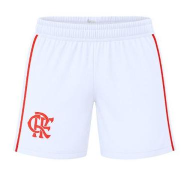 Imagem de Shorts Flamengo Infantil Juvenil Branco Oficial, Tam 10