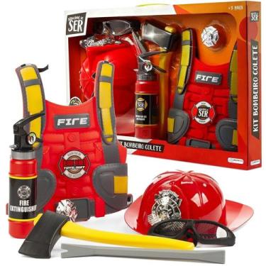 Imagem de Brincando De Ser Kit Bombeiro C/ Colete Extintor E Capacete - Multikid